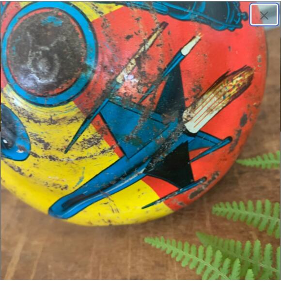 Vintage Tin Litho Spinning Top Astronaut Spaceman Rocket Ship Ohio Art - Picture 8 of 9